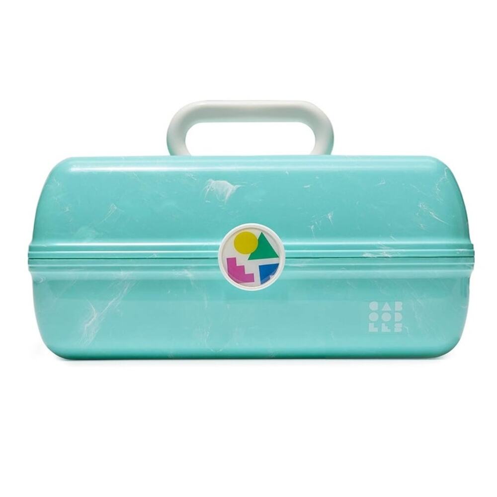 Caboodles On-The-Go Girl Makeup Box organizer jewlery retro aqua marbled #5626